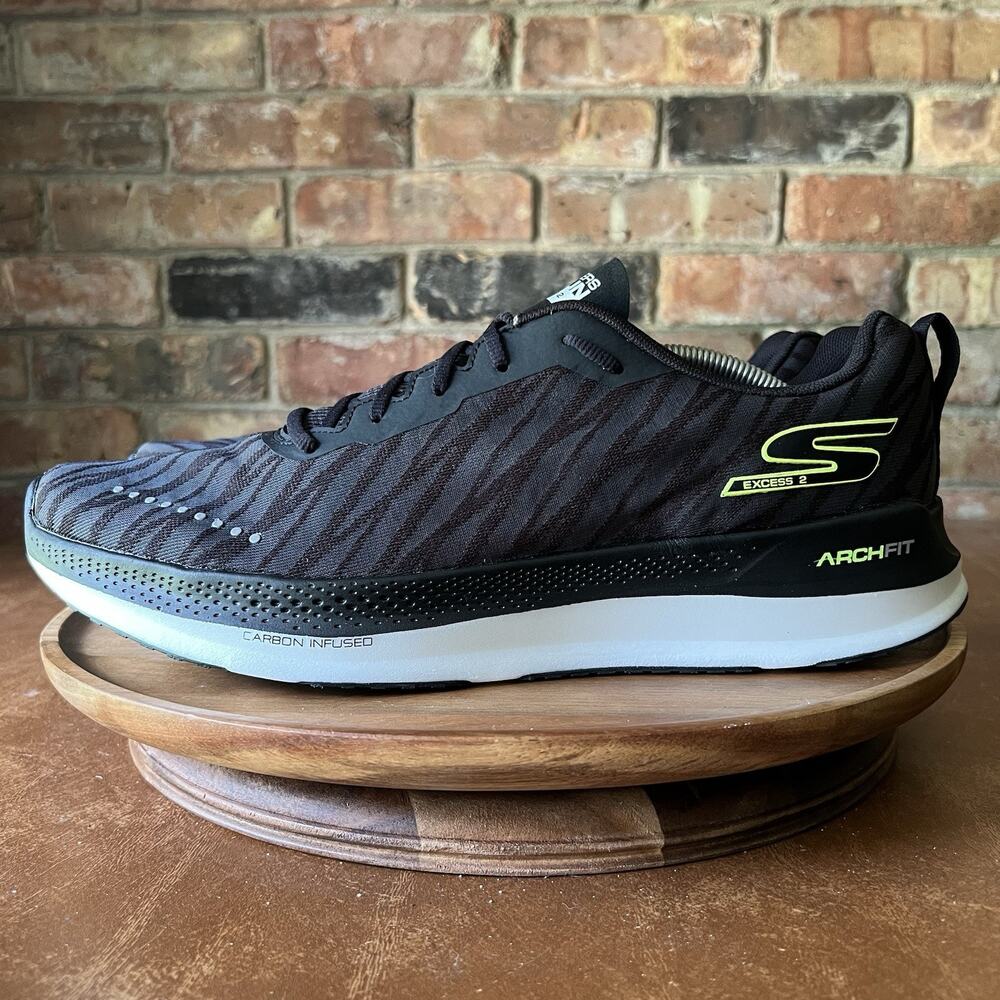 Skechers Go Run Razor Excess 2 Mens 13 Green Black Running Shoes Sneakers